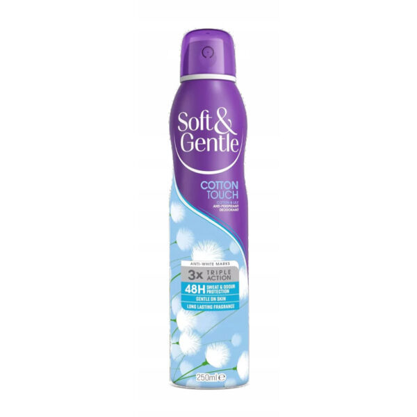 اسپری ضد تعریق سافت اند جنتل Soft & Gentle مدل Cotton Touch حجم 250 میلی لیتر