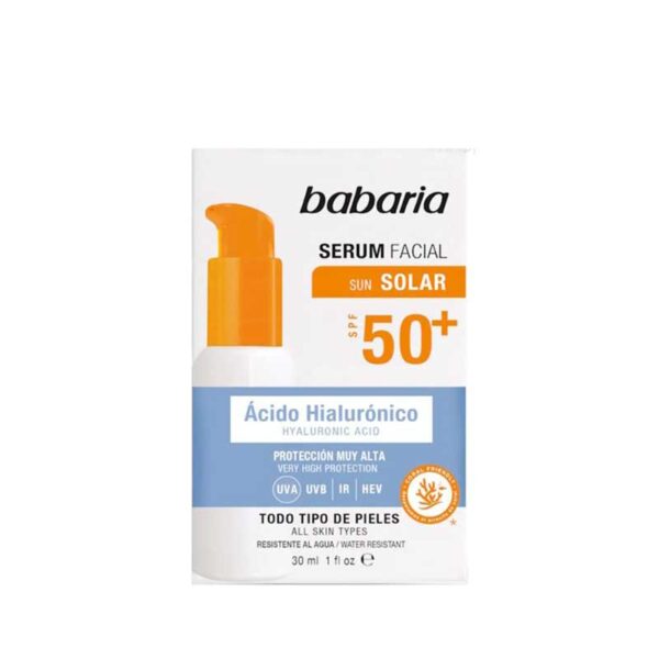 سرم ضد آفتاب باباریا babaria مدل اسید هیارولونیک حاوی spf50 حجم 30 میلی لیتر