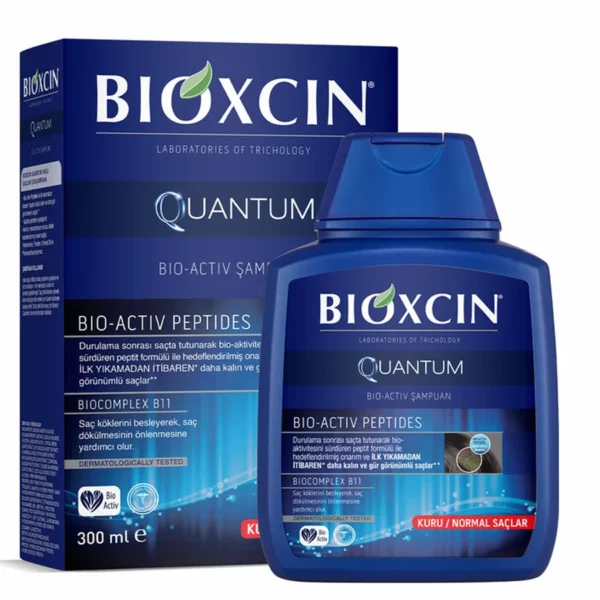 شامپو ضد ریزش بیوکسین BIOXCIN مدل QUANTUM مناسب موی خشک و نرمال حجم 300 میلی لیتر