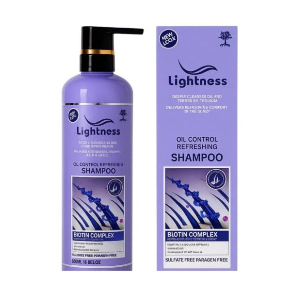شامپو فاقد سولفات موی چرب لایت نس LIGHTNESS مدل OIL CONTROL REFRESHING حجم 900 میلی لیتر