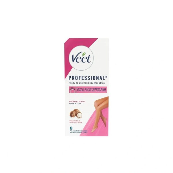 نوار موبر ورقه ای(چسب وکس) بدن و پا ویت VEET مدل NORMAL SKIN (صورتی-شی باتر) بسته ۸ عددی