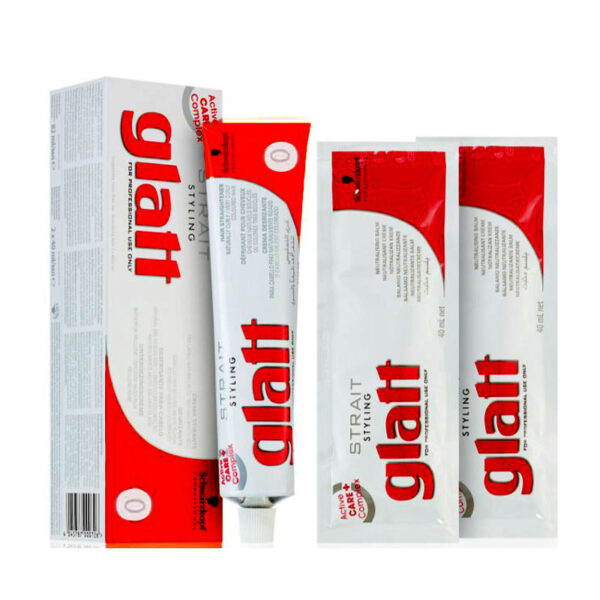 کرم صاف کننده مو glatt شماره 0 حجم 82 میلی لیتر + 2 عدد بالم  تثبیت کننده 40 میلی لیتر