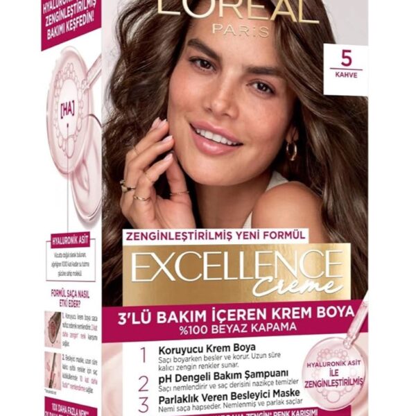 کیت رنگ مو لورال LOREAL سری EXCELLENCE CREME شماره 5 رنگ قهوه ای