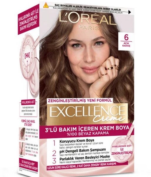 کیت رنگ مو لورال LOREAL سری EXCELLENCE CREME شماره 6 قهوه ای تیره